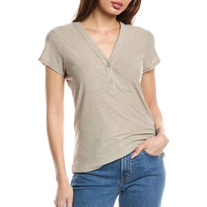 James Perse Women's Top Cotton Modal Henley Cap Sleeve Size 2 Medium